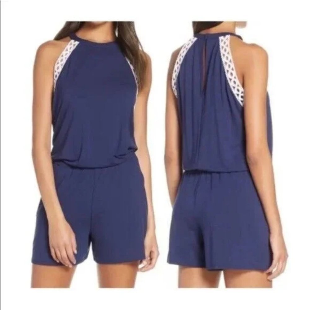 Lilly Pulitzer Navy Romper w White Trim